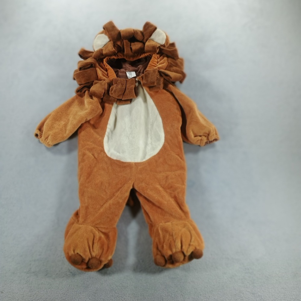 Unbranded Kids Lion Costume Brown 6-12 Months Plush Hooded Jumpsuit